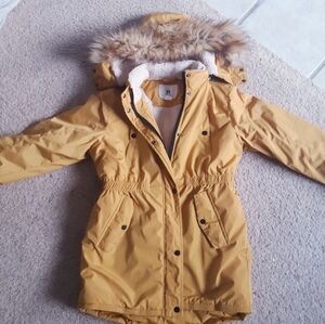 Girl's Mustard Yellow Winter Coat Size 14/16